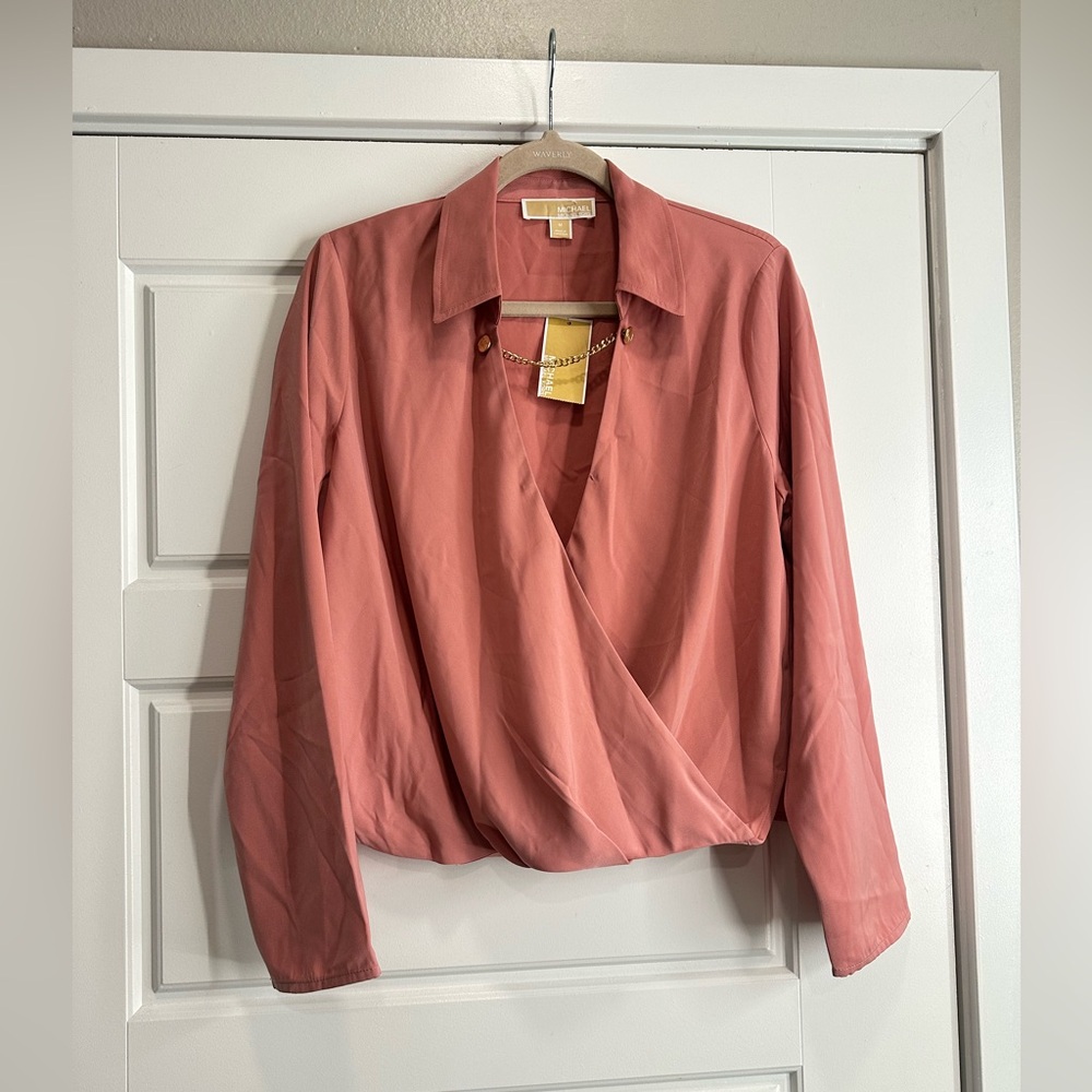 Michael Kors Dusty Rose Wrap Blouse Jacket